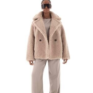 Ugg Gertrude short faux sherling putty teddy coat size L